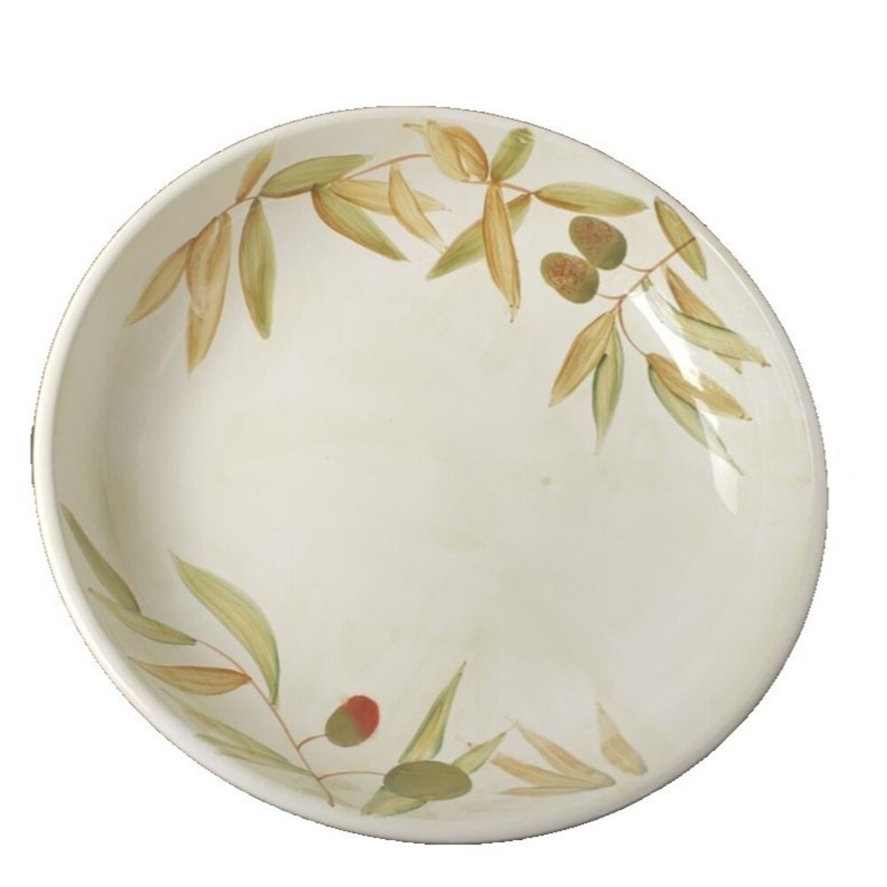 Nicoise by Home Olives and Leaves Floral China Classy Large Serving Dish 13.5"